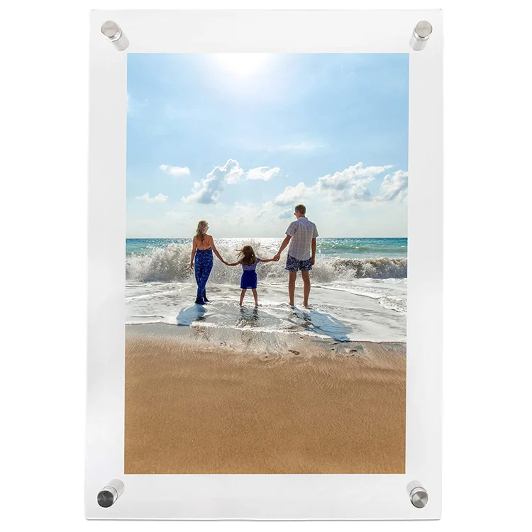 Frameless Picture Frame Wall Mount 8.5 X 11 Clear Floating Acrylic