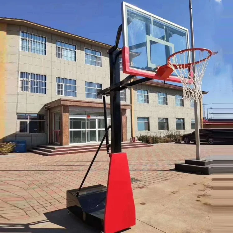 Adjustable Basketball Hoop Standard Basket Ball Hoop With Tempered Glass Backboard 