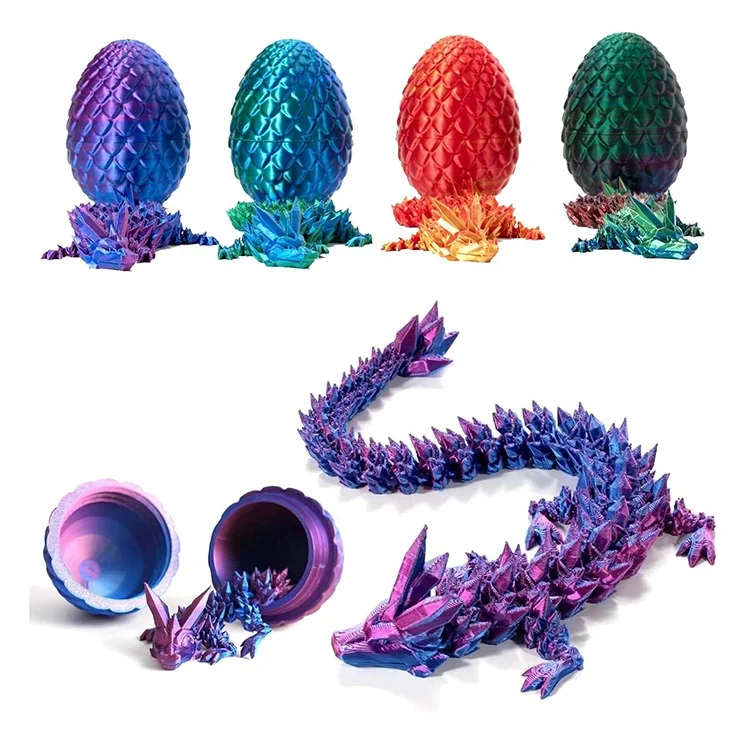 3d Printed Articulated Dragon And Egg Fidget Easter Gifts Set Office ...