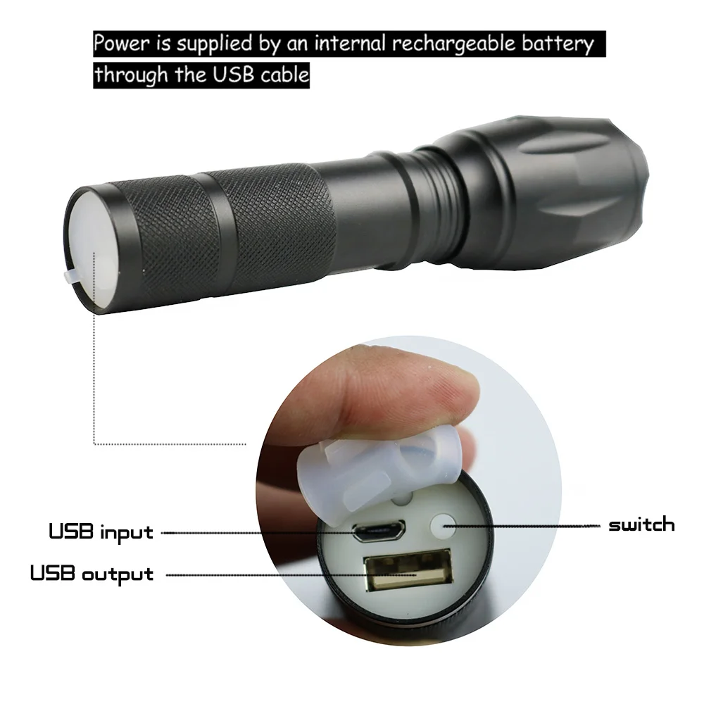 Aluminum Alloy Waterproof Tactical Flashlight Rechargeable led Flashlights For Outdoors details