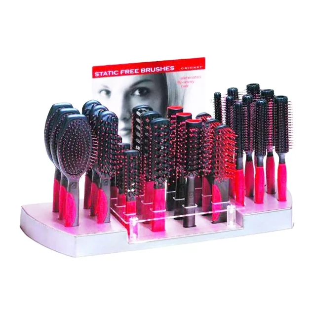 Double Sided Free Standing Metal Hair Brush Display Shelf Stand Rack