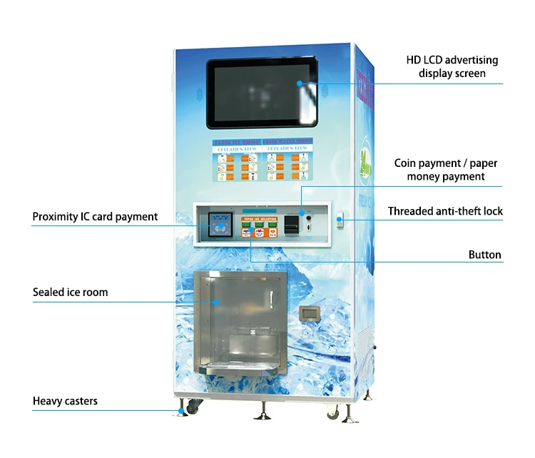 Automatic Cube Ice Vending Machine With Bagging System For Sale 17kg