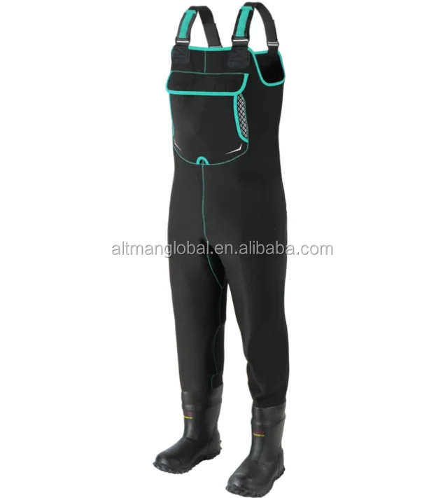 Custom 5mm Green Color Neoprene Chest Waders Bootfoot Fly Fishing For