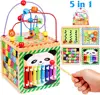 Panda Wooden Activity Center First Learning Cube Play Cube Muitifunctional Bead Maze Educational Box Toys for Kids Toddlers