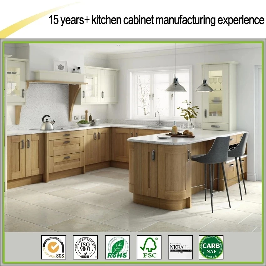 USA Hot Selling Solid Wood Kitchen Cabinet with Simple Designs