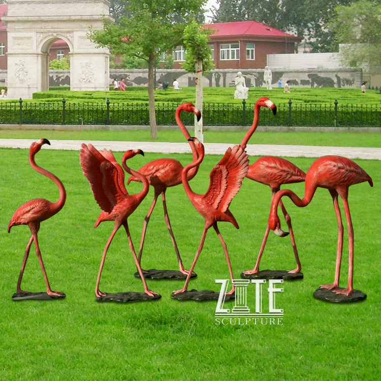 Garden Decoration Fiberglass Animal Sculpture Life Size Resin Flamingo ...