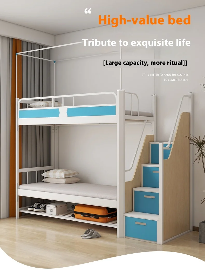 desk combination iron frame bunk bed-2