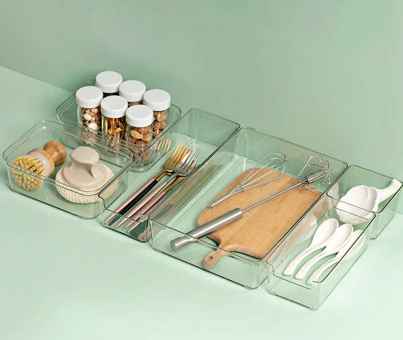 Clear Lash Acrylic Drawer Desk Organizer Set Stackable Plastic Drawer