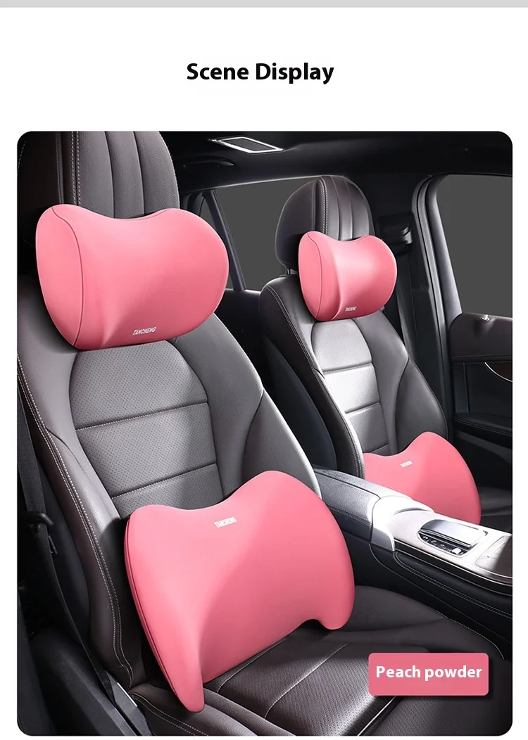 Car Headrest Neck Pillow Summer Driving Airline Grade Neck Cushion Leather Material for Car and Aviations Seat factory