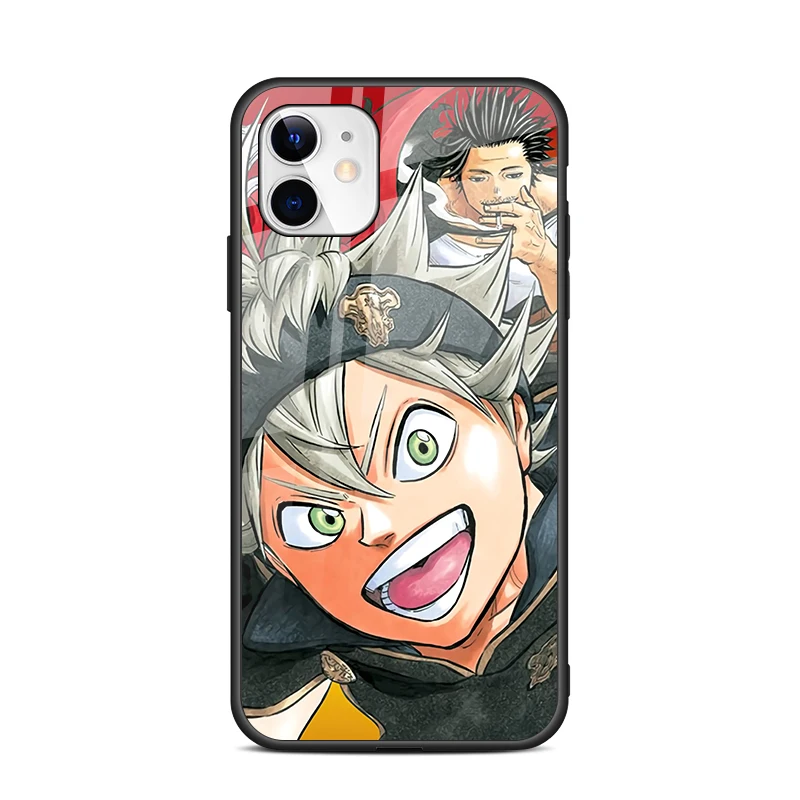 Anime Black Clover Scratch Proof Glossy Tempered Glass Phone Case For Iphone X 7 8 11pro Back