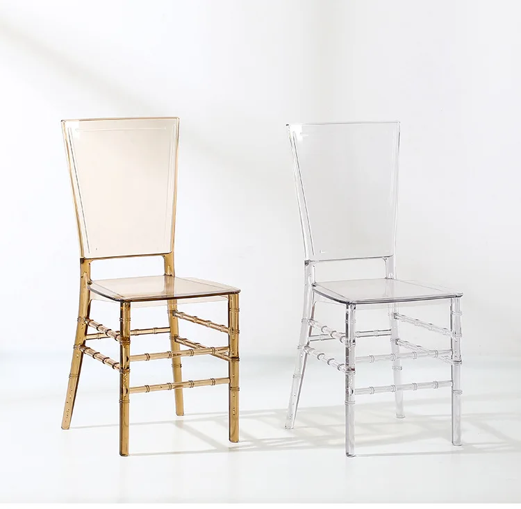 Modern Simple Bamboo Section Transparent Chair Cyber Popular Light Luxury Plastic Dining Chair with Backrest for Small Spaces