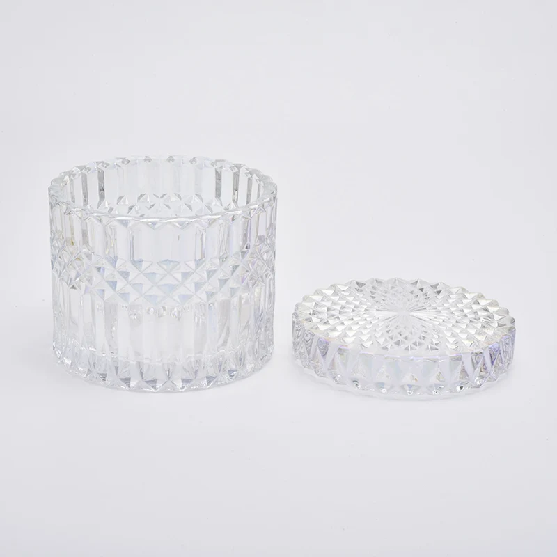 480ml Luxury Christmas Ion Plating Glass Candle Jar With Lids