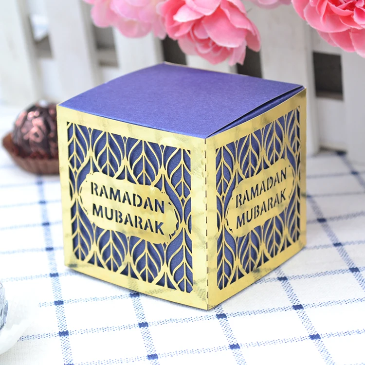 Cubic shaped laser cut ramadan mubarak ramadan kareem gift box