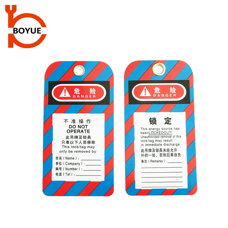 PVC Plastic Safety Lockout Tagout Tags with Custom Tags