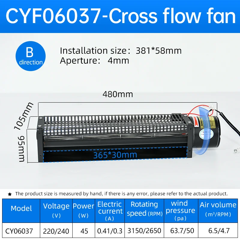 Cross Flow Fan, CYF06037-Cross, 220V/240V - detail 6