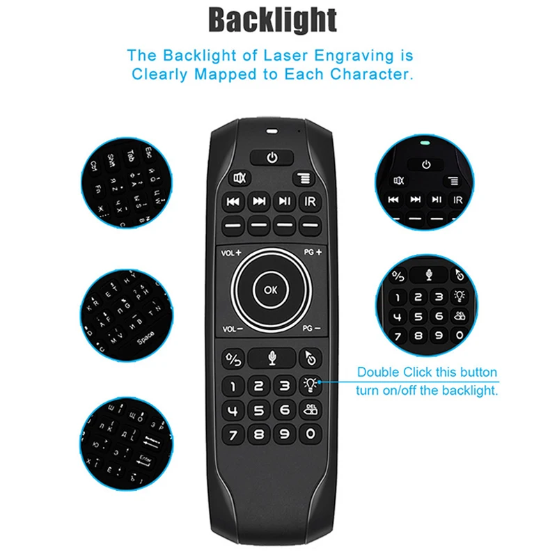 INTELLIGENT BACKLIT G7VPRO AIR MOUSE SMART 2.4G IR WIRELESS KEYBOARD VOICE REMOTE CONTROL FOR ANDROID TV BOX