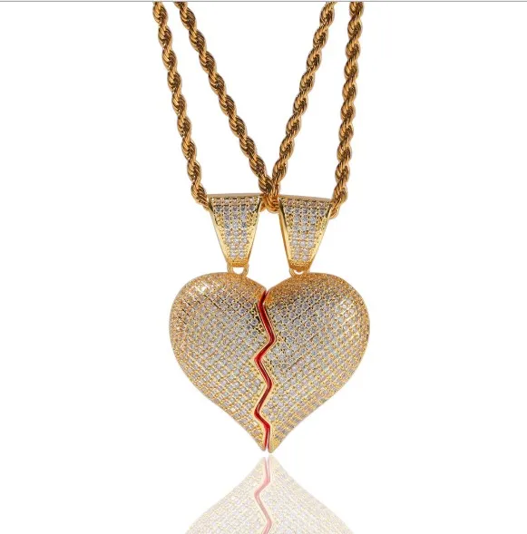 Hip Hop Half Heart Couple Necklace 
