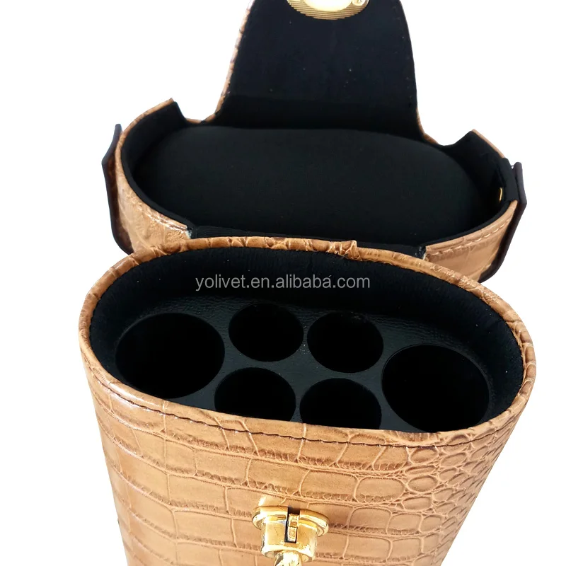 Xmlivet 6holes=2b4s Brown Pu Leather Billiards Pool Cue Case For 1/2