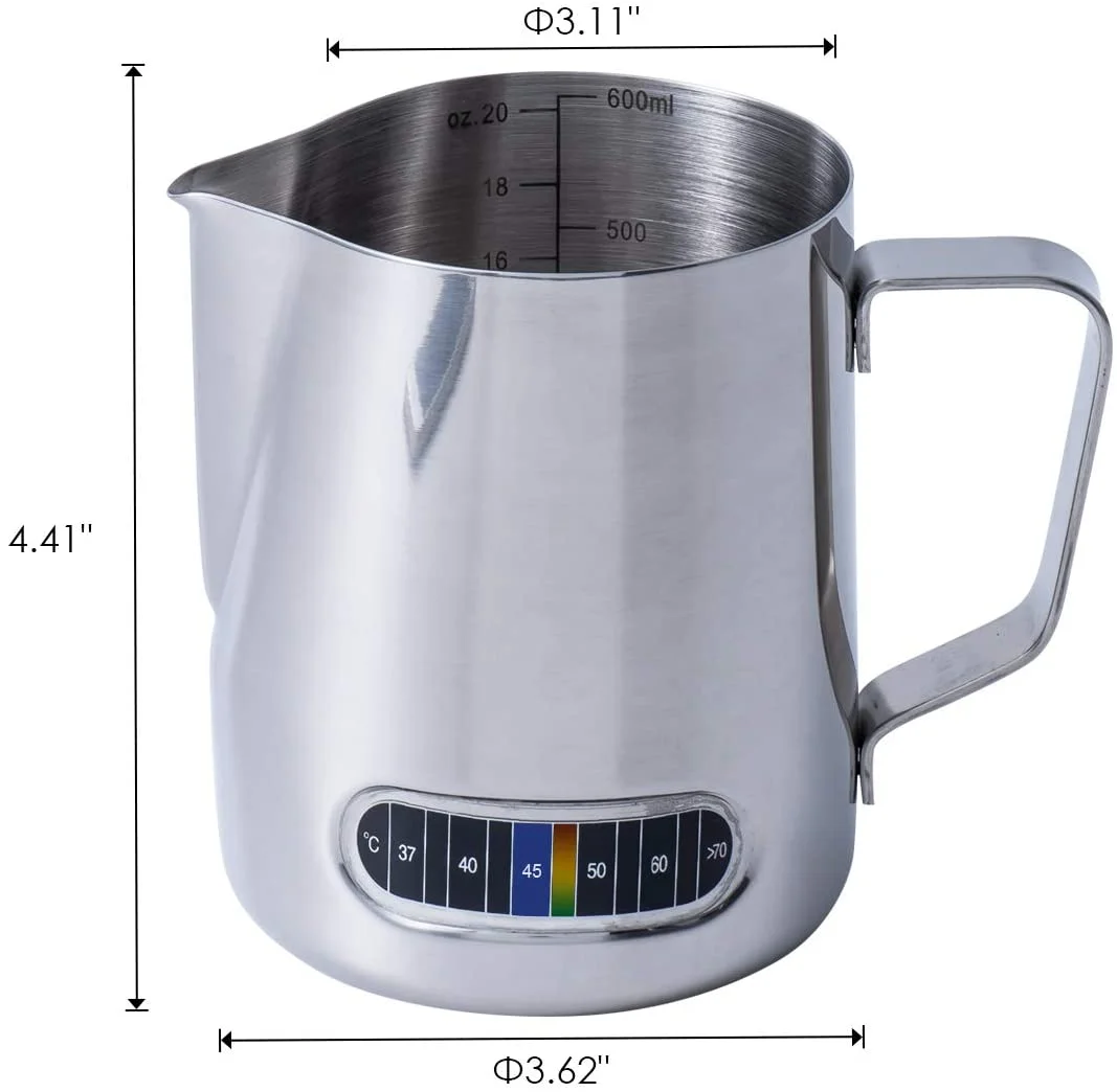 Custom 600ml 1000ml Espresso Steaming Jug Barista Measurements Set Stainless Steel Coffee Milk