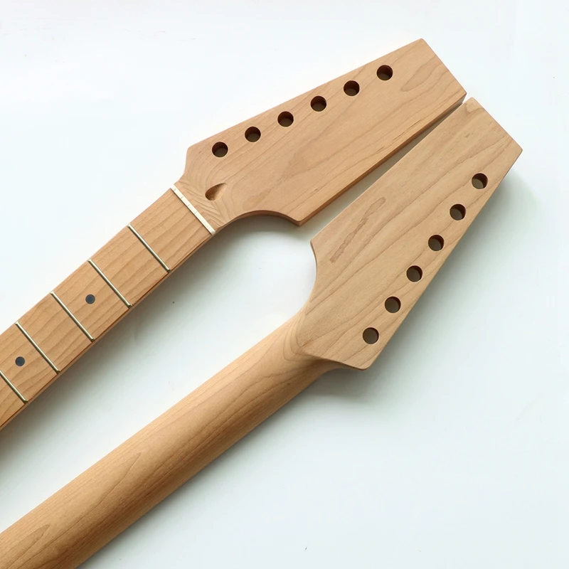 Electric Guitar Neck Paddle Head DIY Unfinished Replacement Maple Wood Bolt On 24 Frets Bone Nut by lotmusic 