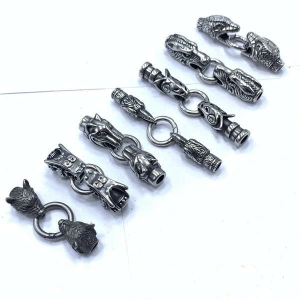 2023 Double Wolf Dragons Snake Heads Stainless Steel Heads Clasp Buckle ...