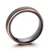 8mm Tungsten Ring two-tone plating black and rose gold brushed surface laser logo step and beveled ring