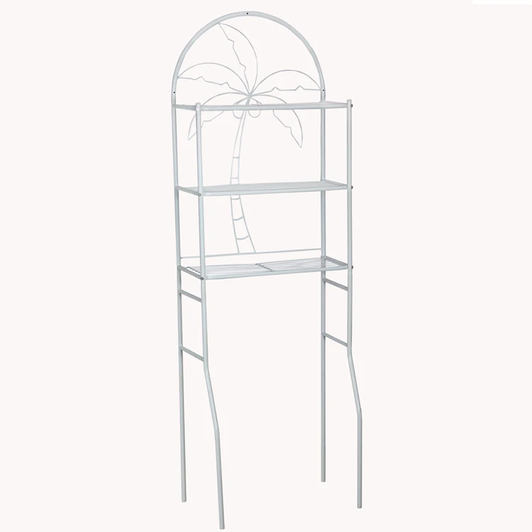 Simple design bath furniture 3 layer showe storage shelves rack iron metal modern bathroom shelf over toliet 