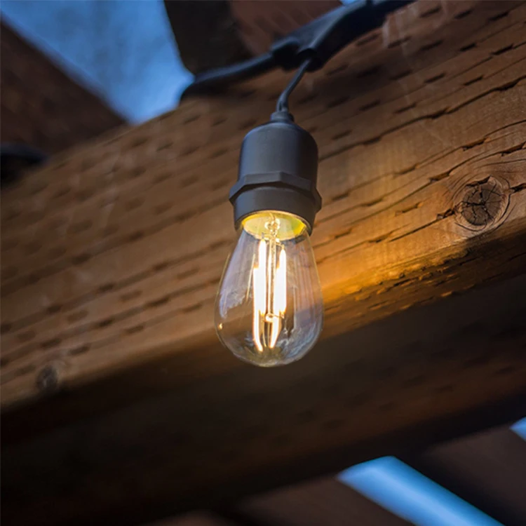 Outdoor LED String Lights Commercial Waterproof E26 E27 LED Edison Filament Bulb Garden Holiday Lighting