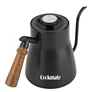 Cookmate Stainless Steel Coffee Drip Kettle Gooseneck Pour Over Coffee Tea Pot Wooden Handle Kitchen Teapot With Thermometer