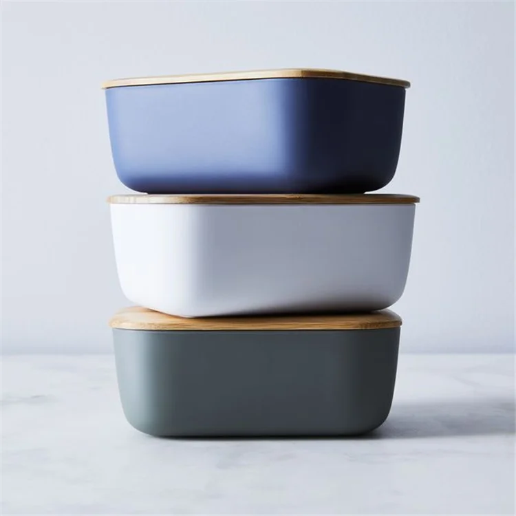 wholesale matte glaze nordic style kitchen tools rectangle sealed ceramic butter dish with wood lid .png