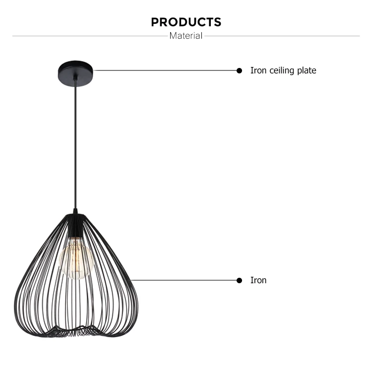 Factory Selling Nordic Popular Round Iron Dining Living Room Decoration E27 Pendant Light