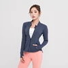 Wholesales Athletic Apparel Nylon Lycra Workout Gym Fitness Yoga Active wear Full Zip Pocket Long Sleeve Sports Jacket For Women