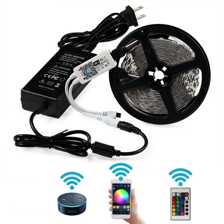 Amazon Supplier Magic Home Wifi Music Activated LED Light Strip 5050 RGB Rope Light With 24 44keys for Christmas and Parties