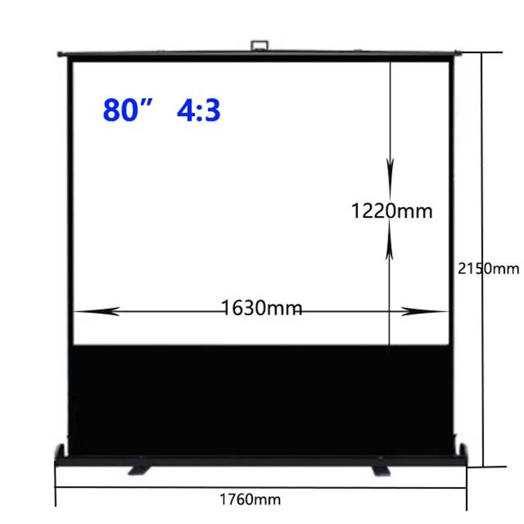 Manual Floor Up Projector Screen 120 Inch Portable Outdoor Projection Screen