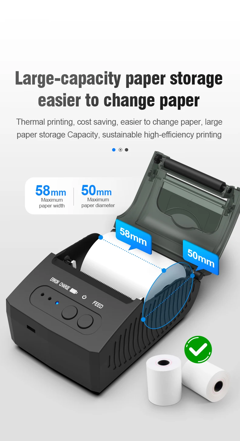 Pos5811dd Zijiang Newest 58mm Mobile Printer Receipt Wireless Thermal