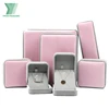 Luxury Pink and Gray Smooth Velvet Hinged Jewelry Box Packaging with Velvet Interior