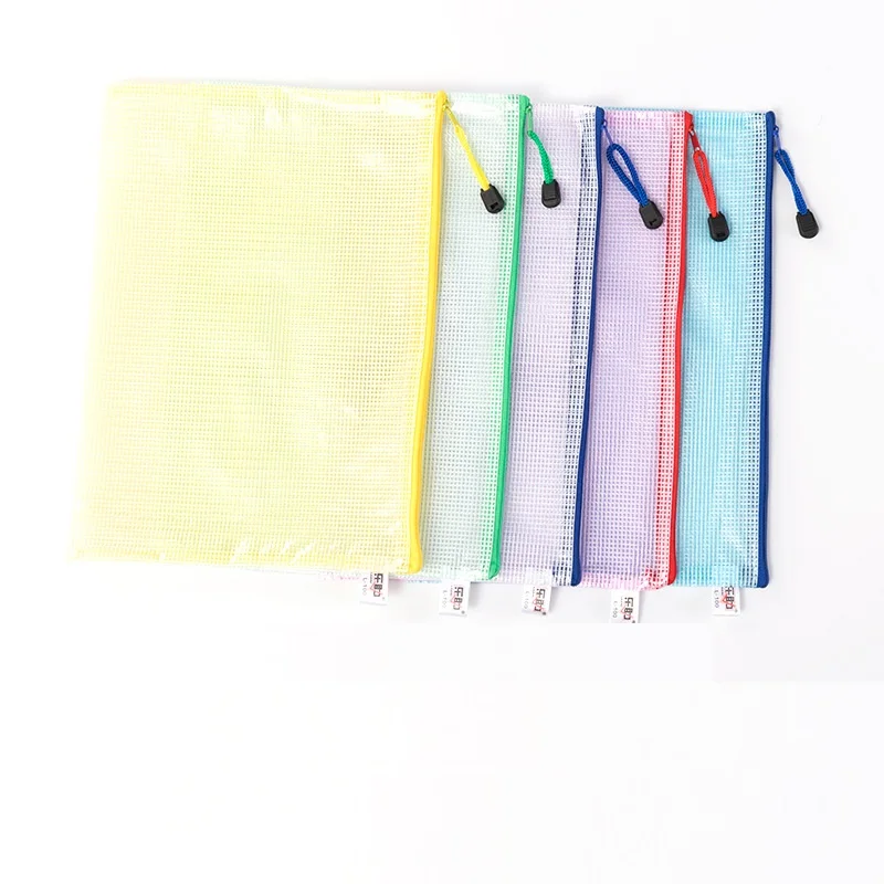 A4 Mesh Zipper Pouch Document Bag Waterproof Zip File Folders School ...