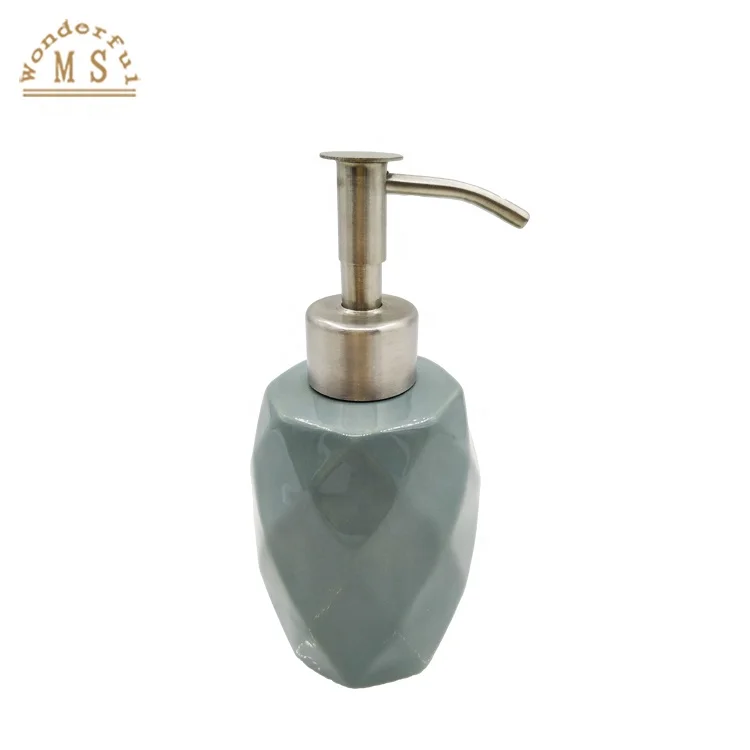 Ceramic Bathroom Sets including Soap Dispenser with Diamond Pattern Design which used for Home and Hotel Sanitary Sets