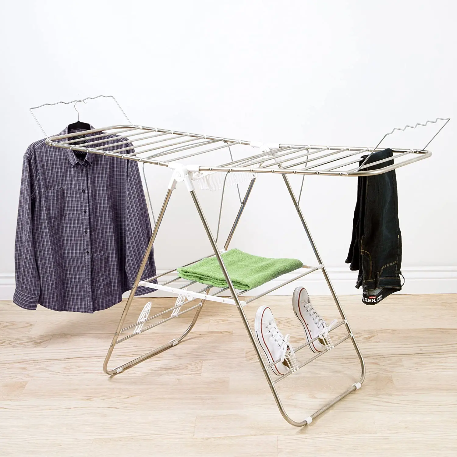 Stainless Steel Clothes Drying Rack With Shoe Racks Outdoor,Indoor