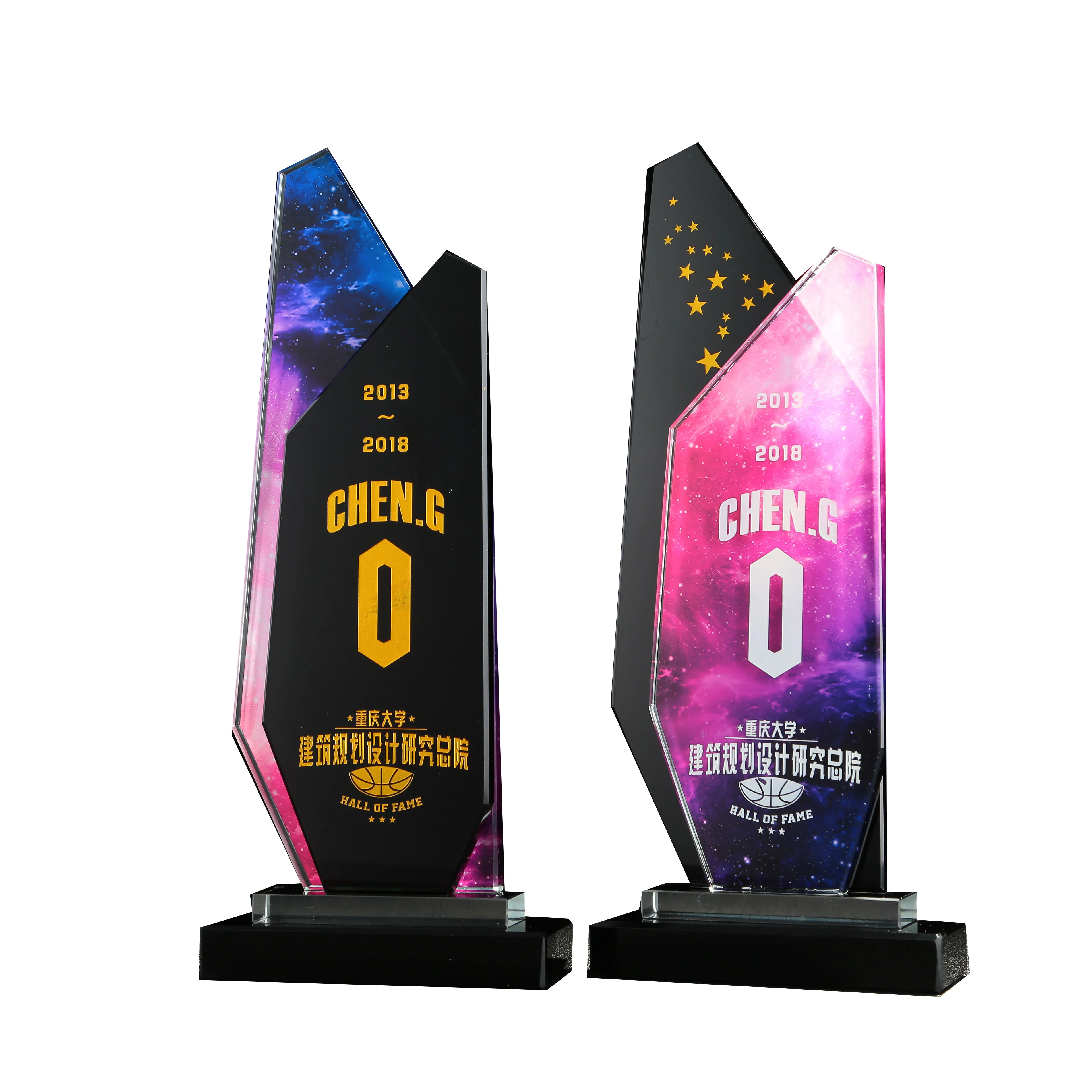 Colored blank crystal trophy Custom Logo engrave Europe Crystal Awards For Business Sports Event manufacture