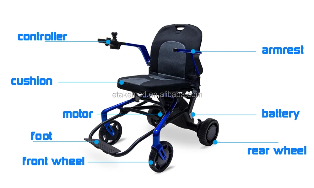 Magnesium Alloy 17KG Electric Wheelchair for the Disabled Lightweight Folding Sale