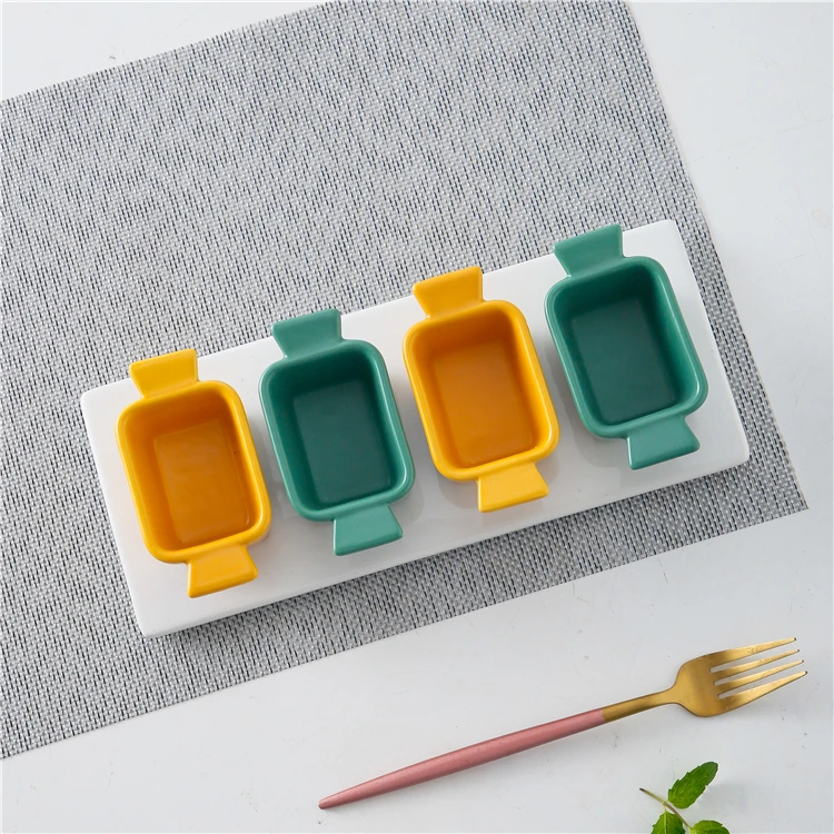 Fashion Wholesale Snack Sauce Porcelain Serving Dishes Sets Rectangle