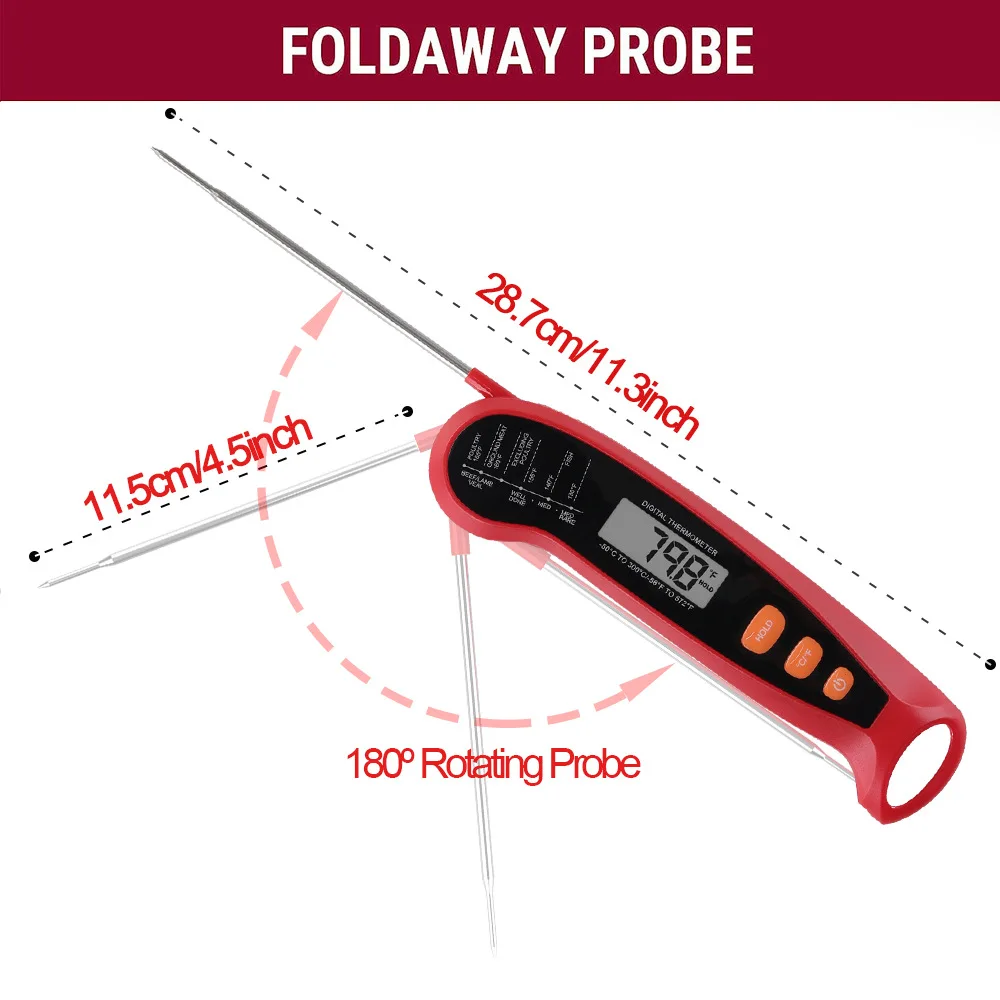 Foldable Digital Plastic Waterproof Battery Powered Multifunctional Oven BBQ Thermometer High Temperature Resistant Thermometer supplier