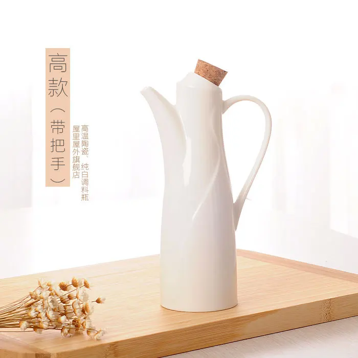 Kitchen Supplies Ceramic Soy Sauce Pot Oil Dispenser Seasoning Bottle Sauce Vinegar Spice Jars Storage Container Set factory