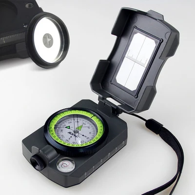 AF-4090 Aluminium Alloy Multi-function Fluorescence Dial Portable Outdoor Activity Compass with Life-saving Mirror and Whistle