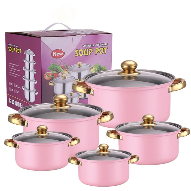 10 Piece Wholesale Kitchen Ware Stock Pot Stainless Steel Cooking Milk