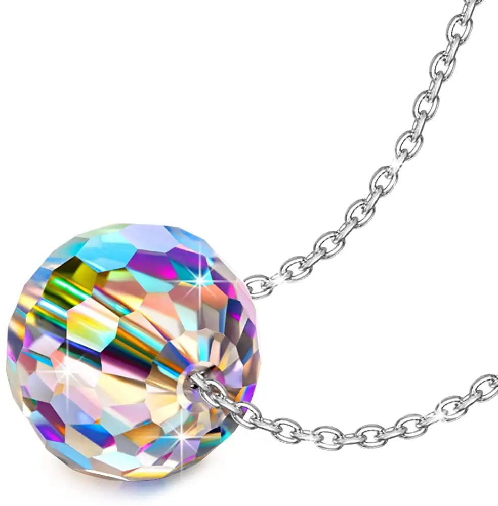 925 Sterling Silver Diamond Ball Pendant Necklaces Australia Crystal