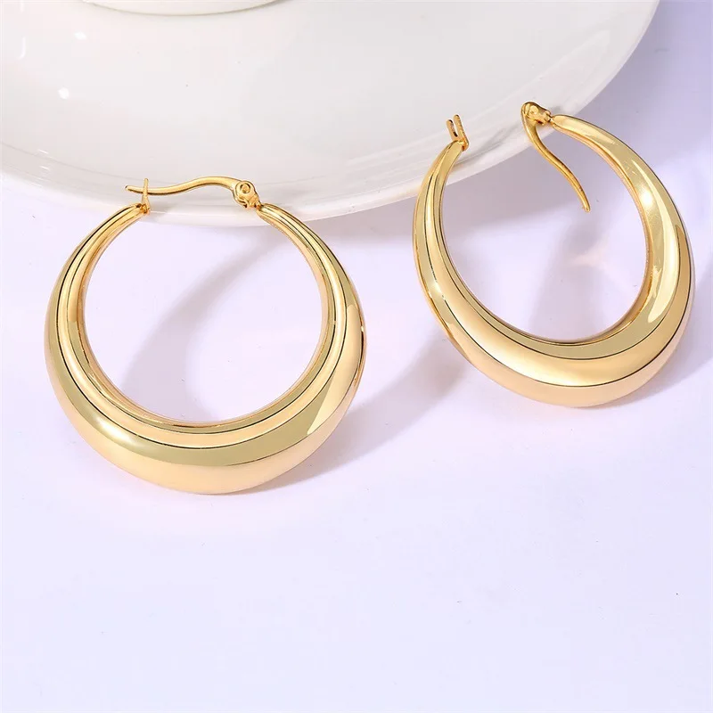 Fashion 18k Yellow Gold Filled Earrings Hoops Thick Big Hoop Earring ...