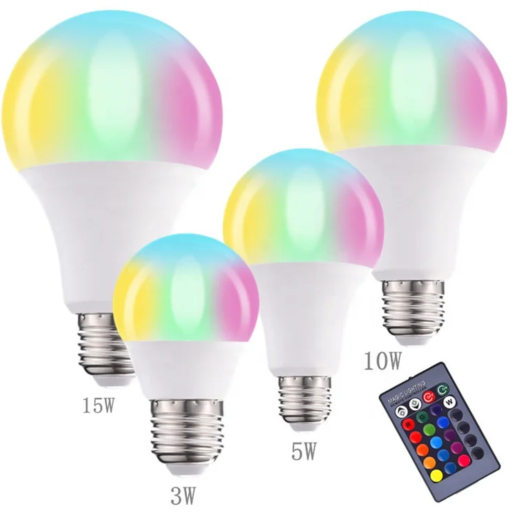 Amazon Hot Selling Remote Control LED Light Color Changing Led Bulb Colorful Dimmable RGB Smart Bulb