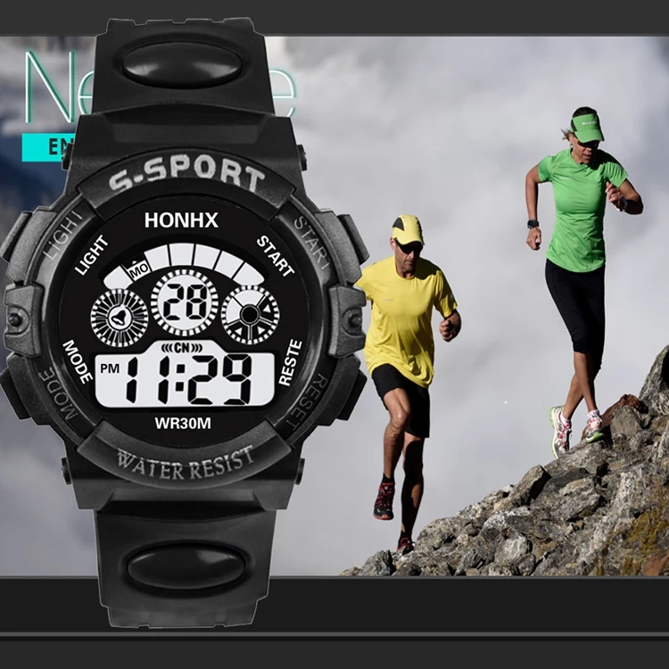 HONHX Men Digital TPU Strap Military Sport Watch LED Waterproof Quartz Watch  | eBay